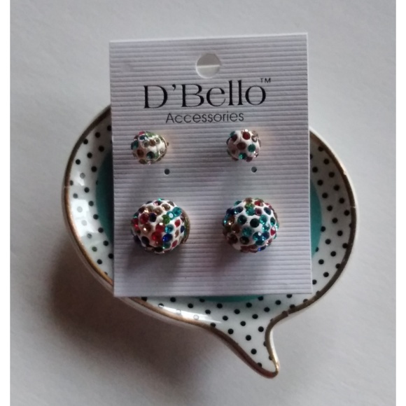 Double Ball Crystal Earrings Multi Color - Picture 2 of 3